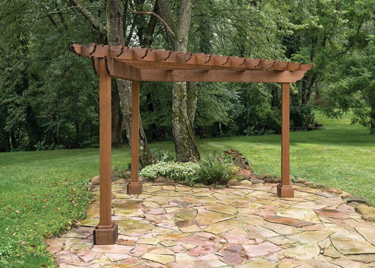 Alcove Pergola on stone patio