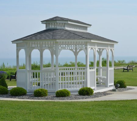 12' x 20' Belmont oblong White Vinyl Gazebo