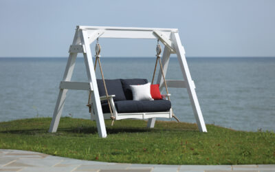 Classic Terrace Loveseat Swing - White in Vinyl A-Frame