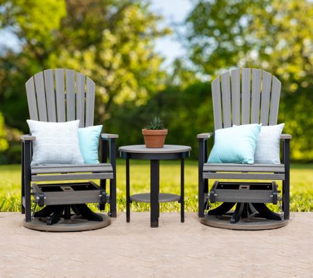 2 Swivel Gliders + 1 End Table in Coastal Gray/Black - F3423