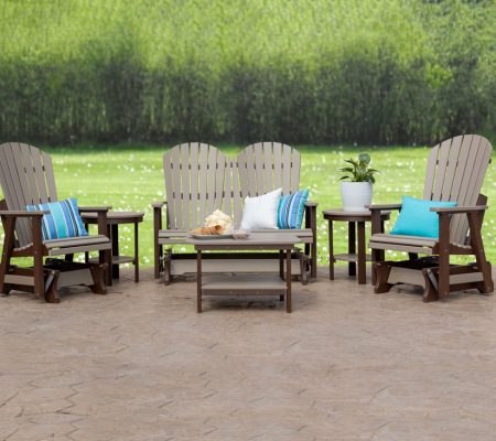 1 - Double Glider + 2 - Single Gliders + 2 - End Tables + 1 - Coffee Table in Weatherwood/Black - F3435