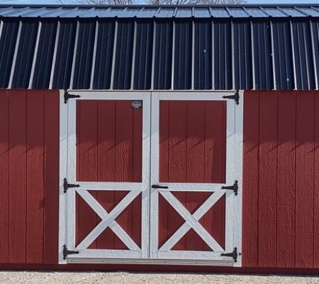 Model 10098 12 x 24 Red with White Trim & Black Metal Roof Lofted Garden Shed