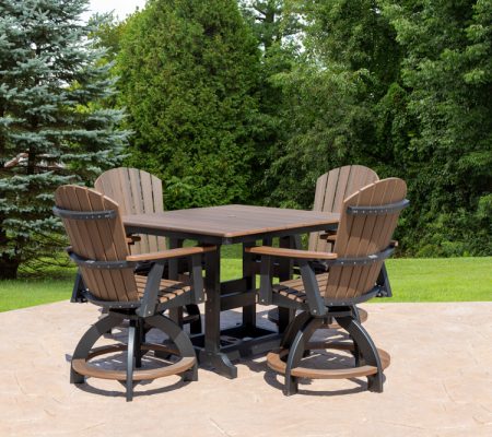 1 - 44" Counter Table + 4 - Swivel Counter Chairs in Brazilian Walnut/Black - T3444