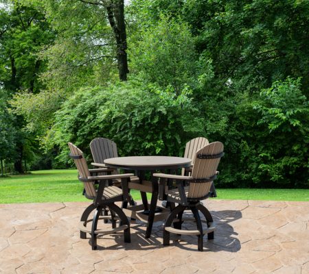 1 - 48" Bar Table + 4 - Swivel Bar Chairs in Weatherwood/Black - T3453