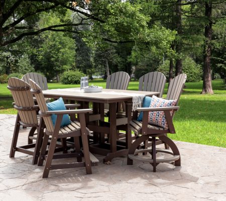 1 - 44x72 Counter Table + 4 - Stationary Chairs + 2 - Swivel Chairs in Weatherwood/Black - T3457