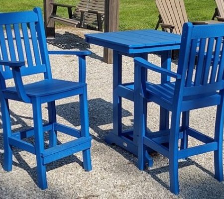 Blue poly Square bar table with 2 chairs